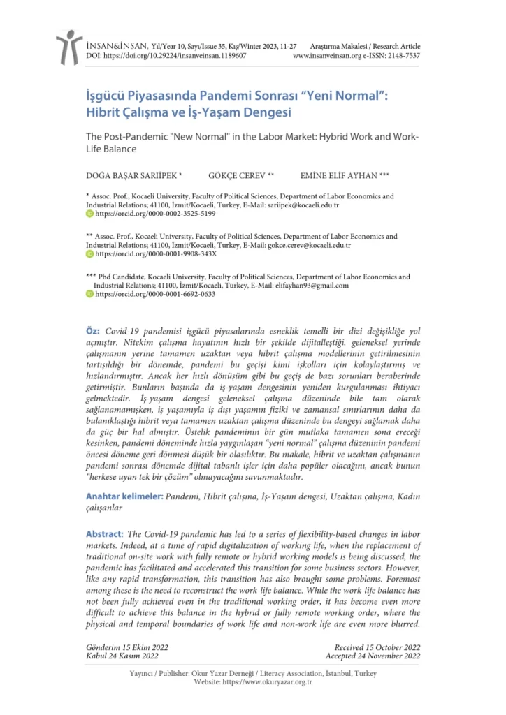 Pandemi Sonrası Yeni Normalde Yaşam